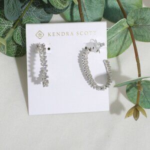 Kendra Scott Juliette Silver White Crystal Oval Hoop Earrings